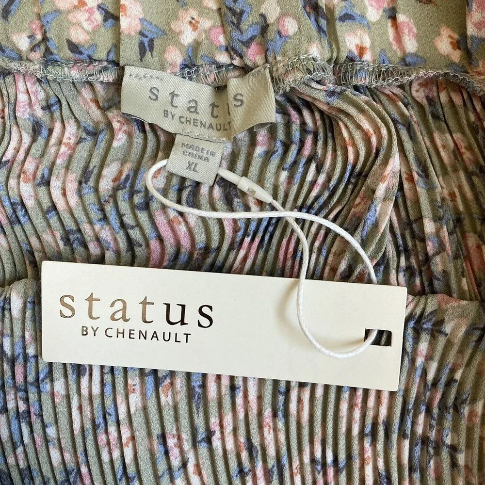 Status by Chenault Women’s XL Pleated Midi Skirt Floral Chiffon NWT